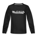 Massachusetts Youth Long Sleeve Shirt - Hand Lettered Youth Long Sleeve Massachusetts Tee - black