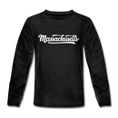 Massachusetts Youth Long Sleeve Shirt - Hand Lettered Youth Long Sleeve Massachusetts Tee - charcoal gray