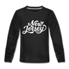 New Jersey Youth Long Sleeve Shirt - Hand Lettered Youth Long Sleeve New Jersey Tee - black