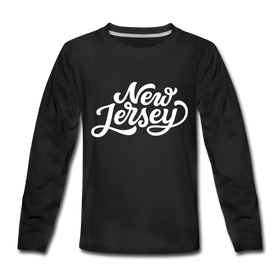New Jersey Youth Long Sleeve Shirt - Hand Lettered Youth Long Sleeve New Jersey Tee