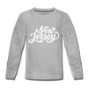 New Jersey Youth Long Sleeve Shirt - Hand Lettered Youth Long Sleeve New Jersey Tee - heather gray