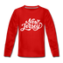 New Jersey Youth Long Sleeve Shirt - Hand Lettered Youth Long Sleeve New Jersey Tee - red
