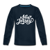 New Jersey Youth Long Sleeve Shirt - Hand Lettered Youth Long Sleeve New Jersey Tee - deep navy