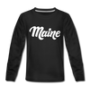 Maine Youth Long Sleeve Shirt - Hand Lettered Youth Long Sleeve Maine Tee - black