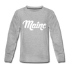 Maine Youth Long Sleeve Shirt - Hand Lettered Youth Long Sleeve Maine Tee - heather gray