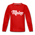 Maine Youth Long Sleeve Shirt - Hand Lettered Youth Long Sleeve Maine Tee - red