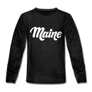 Maine Youth Long Sleeve Shirt - Hand Lettered Youth Long Sleeve Maine Tee - charcoal gray