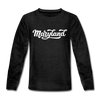 Maryland Youth Long Sleeve Shirt - Hand Lettered Youth Long Sleeve Maryland Tee - charcoal gray