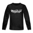 Maryland Youth Long Sleeve Shirt - Hand Lettered Youth Long Sleeve Maryland Tee - charcoal gray