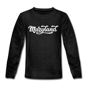 Maryland Youth Long Sleeve Shirt - Hand Lettered Youth Long Sleeve Maryland Tee