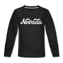 Nevada Youth Long Sleeve Shirt - Hand Lettered Youth Long Sleeve Nevada Tee - black