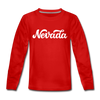 Nevada Youth Long Sleeve Shirt - Hand Lettered Youth Long Sleeve Nevada Tee - red