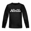 Nevada Youth Long Sleeve Shirt - Hand Lettered Youth Long Sleeve Nevada Tee - charcoal gray