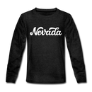 Nevada Youth Long Sleeve Shirt - Hand Lettered Youth Long Sleeve Nevada Tee - charcoal gray