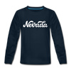 Nevada Youth Long Sleeve Shirt - Hand Lettered Youth Long Sleeve Nevada Tee - deep navy