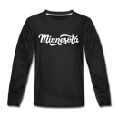 Minnesota Youth Long Sleeve Shirt - Hand Lettered Youth Long Sleeve Minnesota Tee - black