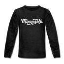 Minnesota Youth Long Sleeve Shirt - Hand Lettered Youth Long Sleeve Minnesota Tee - charcoal gray