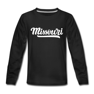 Missouri Youth Long Sleeve Shirt - Hand Lettered Youth Long Sleeve Missouri Tee - black