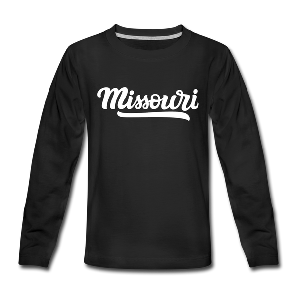 Missouri Youth Long Sleeve Shirt - Hand Lettered Youth Long Sleeve Missouri Tee - black