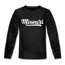 Missouri Youth Long Sleeve Shirt - Hand Lettered Youth Long Sleeve Missouri Tee - charcoal gray