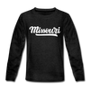 Missouri Youth Long Sleeve Shirt - Hand Lettered Youth Long Sleeve Missouri Tee - charcoal gray