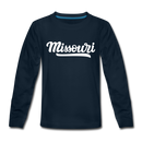 Missouri Youth Long Sleeve Shirt - Hand Lettered Youth Long Sleeve Missouri Tee - deep navy