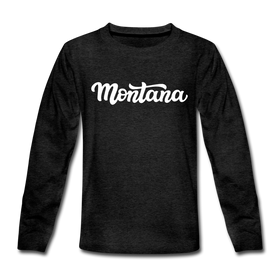 Montana Youth Long Sleeve Shirt - Hand Lettered Youth Long Sleeve Montana Tee