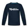 Montana Youth Long Sleeve Shirt - Hand Lettered Youth Long Sleeve Montana Tee - deep navy