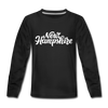 New Hampshire Youth Long Sleeve Shirt - Hand Lettered Youth Long Sleeve New Hampshire Tee - black