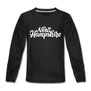 New Hampshire Youth Long Sleeve Shirt - Hand Lettered Youth Long Sleeve New Hampshire Tee - black