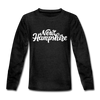New Hampshire Youth Long Sleeve Shirt - Hand Lettered Youth Long Sleeve New Hampshire Tee - charcoal gray