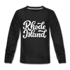 Rhode Island Youth Long Sleeve Shirt - Hand Lettered Youth Long Sleeve Rhode Island Tee - black