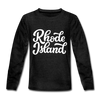 Rhode Island Youth Long Sleeve Shirt - Hand Lettered Youth Long Sleeve Rhode Island Tee - charcoal gray