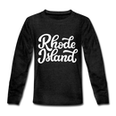 Rhode Island Youth Long Sleeve Shirt - Hand Lettered Youth Long Sleeve Rhode Island Tee - charcoal gray