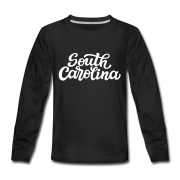 South Carolina Youth Long Sleeve Shirt - Hand Lettered Youth Long Sleeve South Carolina Tee - black