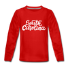 South Carolina Youth Long Sleeve Shirt - Hand Lettered Youth Long Sleeve South Carolina Tee - red