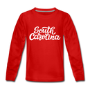 South Carolina Youth Long Sleeve Shirt - Hand Lettered Youth Long Sleeve South Carolina Tee - red