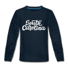 South Carolina Youth Long Sleeve Shirt - Hand Lettered Youth Long Sleeve South Carolina Tee - deep navy