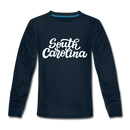 South Carolina Youth Long Sleeve Shirt - Hand Lettered Youth Long Sleeve South Carolina Tee - deep navy