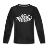 New Mexico Youth Long Sleeve Shirt - Hand Lettered Youth Long Sleeve New Mexico Tee - black