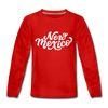 New Mexico Youth Long Sleeve Shirt - Hand Lettered Youth Long Sleeve New Mexico Tee - red