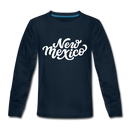 New Mexico Youth Long Sleeve Shirt - Hand Lettered Youth Long Sleeve New Mexico Tee - deep navy