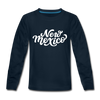 New Mexico Youth Long Sleeve Shirt - Hand Lettered Youth Long Sleeve New Mexico Tee - deep navy