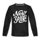 New York Youth Long Sleeve Shirt - Hand Lettered Youth Long Sleeve New York Tee - black