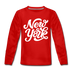 New York Youth Long Sleeve Shirt - Hand Lettered Youth Long Sleeve New York Tee - red