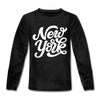 New York Youth Long Sleeve Shirt - Hand Lettered Youth Long Sleeve New York Tee - charcoal gray