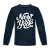 New York Youth Long Sleeve Shirt - Hand Lettered Youth Long Sleeve New York Tee - deep navy