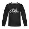 North Carolina Youth Long Sleeve Shirt - Hand Lettered Youth Long Sleeve North Carolina Tee - black