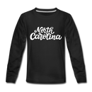 North Carolina Youth Long Sleeve Shirt - Hand Lettered Youth Long Sleeve North Carolina Tee - black