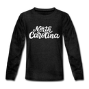 North Carolina Youth Long Sleeve Shirt - Hand Lettered Youth Long Sleeve North Carolina Tee - charcoal gray